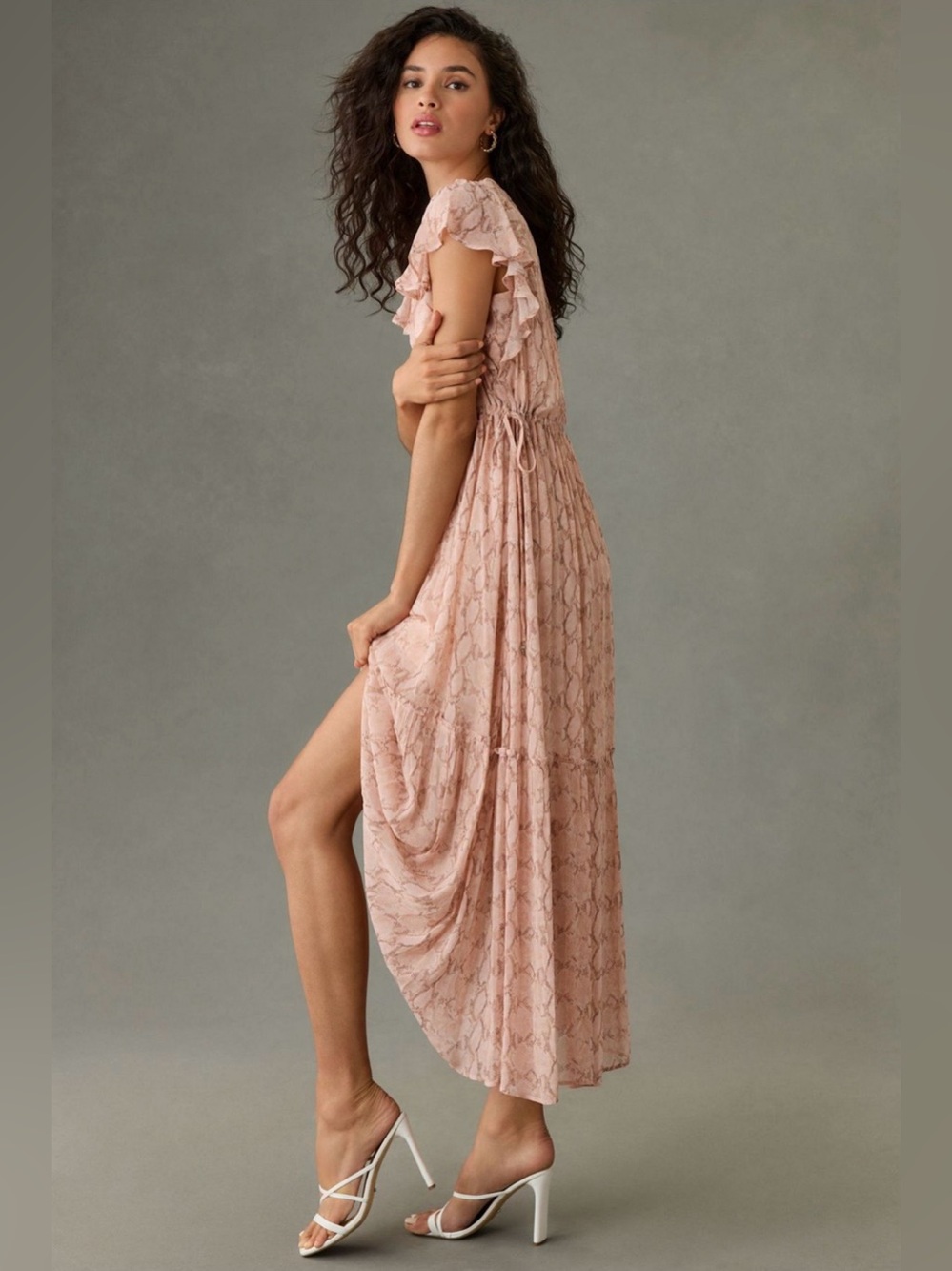 Anthropologie Blush V-Neck Flutter Sleeve Midi Dress Size 1X - Picture 4 of 8